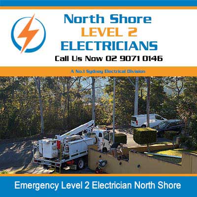 Utility truck on residential street in North Shore