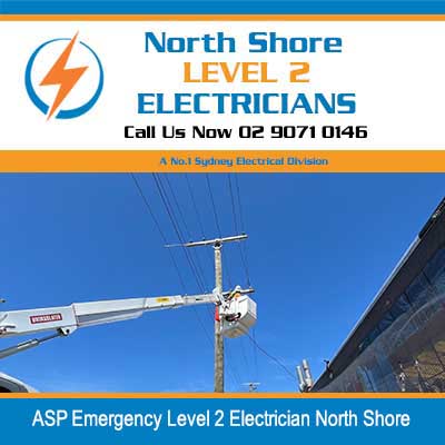 Electrician working on power lines in North Shore