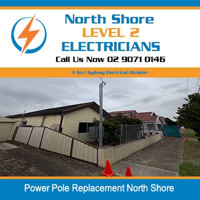Newly installed power pole in North Shore